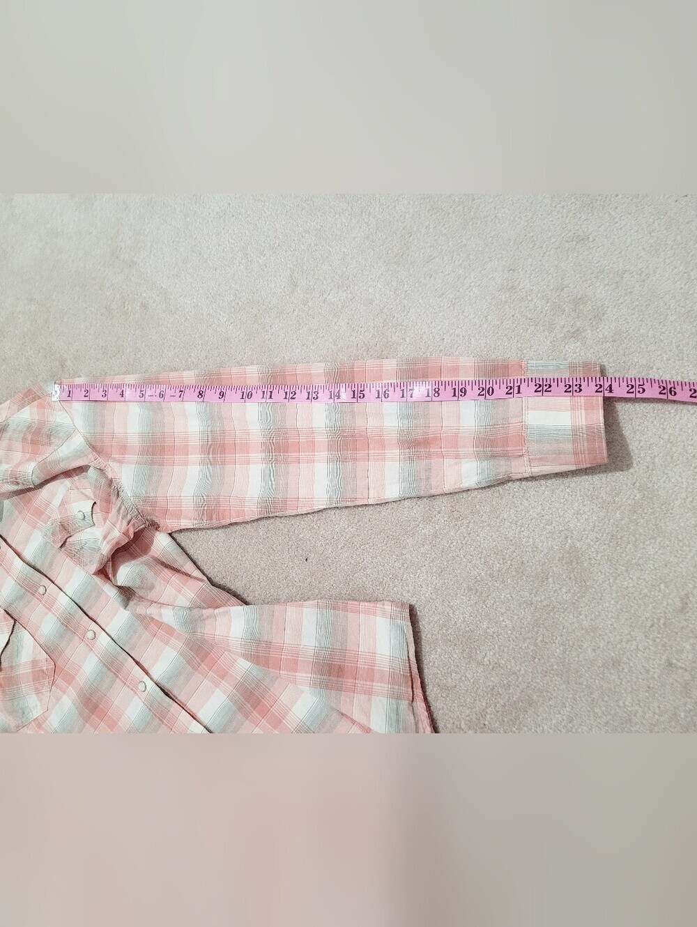 Wrangler Retro Western Plaid Snap Front Shirt Womens Size Large Pink 100% Cotton - Picture 11 of 14